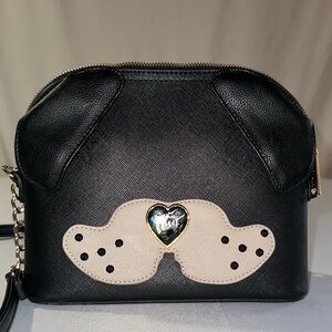 Betsey Johnson Black and Cream Crossbody Bag